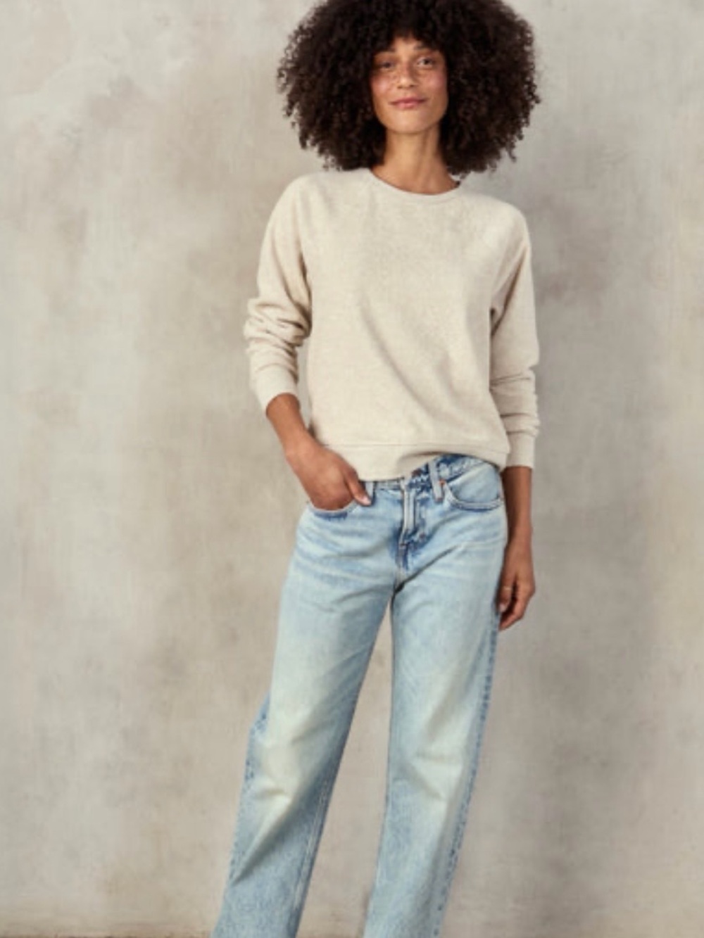 Outerknown Cream Lightweight Crewneck Sweater